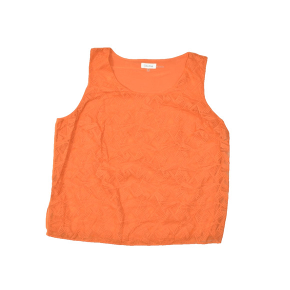 Calvin Klein Plus Size 2X Orange Sleeveless Blouse Textured Top Cotton Blend - Picture 1 of 8